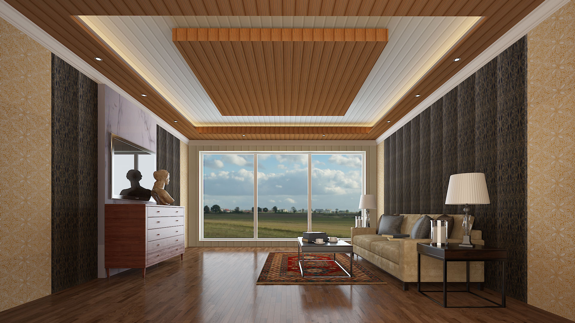 living room ceiling cladding